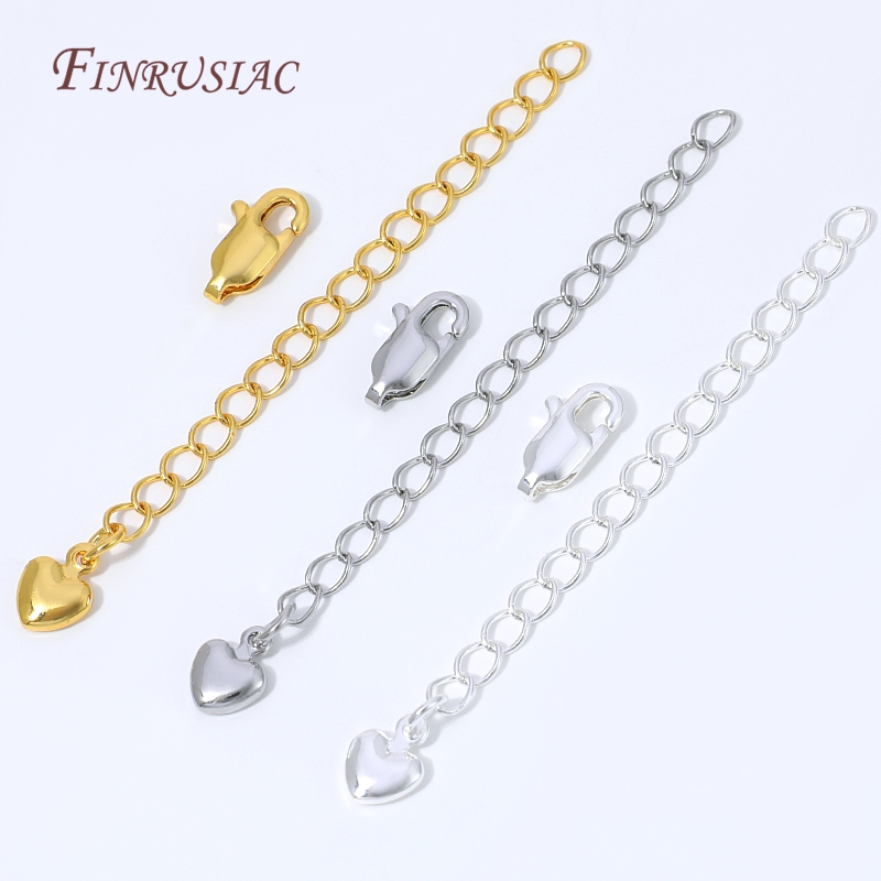 Lobster Clasp Silver - Карабин с цепочкой-удлинителем,18K с подвеской-сердцем и